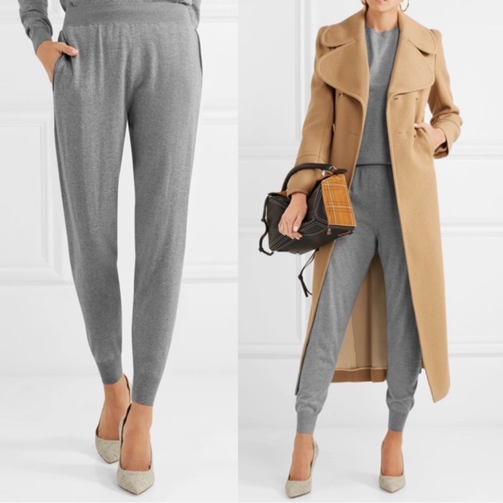 Stella McCartney • Wool Track Pants tapered grey jogger knit lounge pull-on
